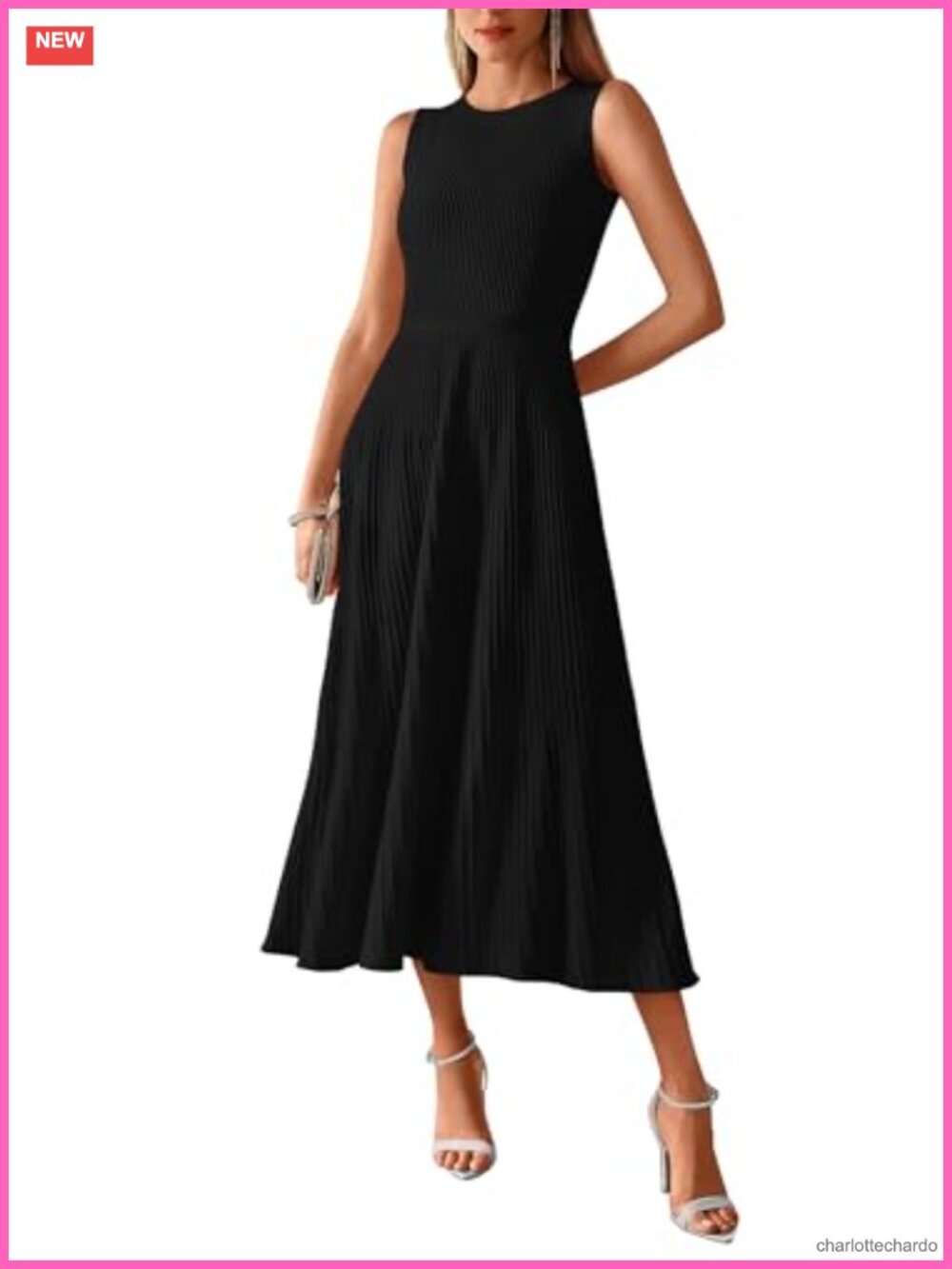BTFBM Women's Midi Bodycon Tank Dress Rib Knit Sleeveless A-Line